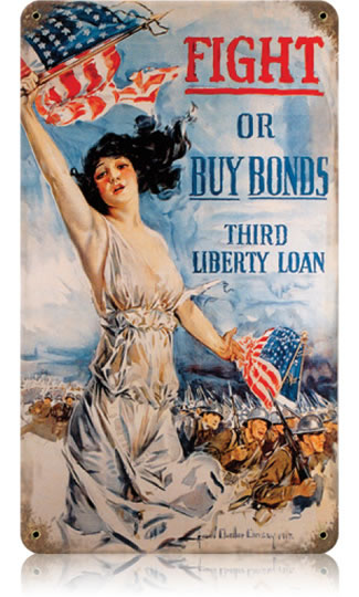 "Fight or Buy Bonds" Vintage Metal Sign